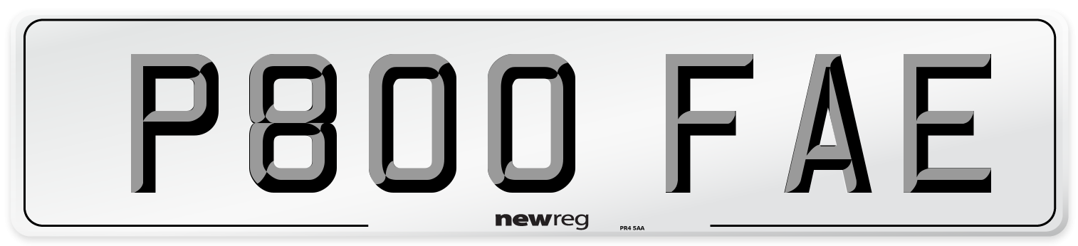 P800 FAE Number Plate from New Reg